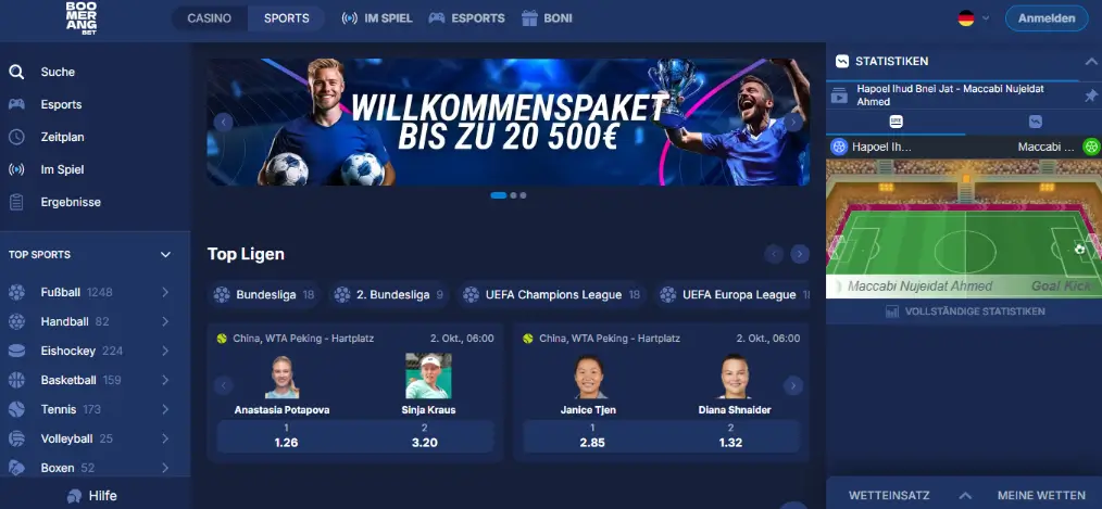 Boomerang-Bet Casino Screen
