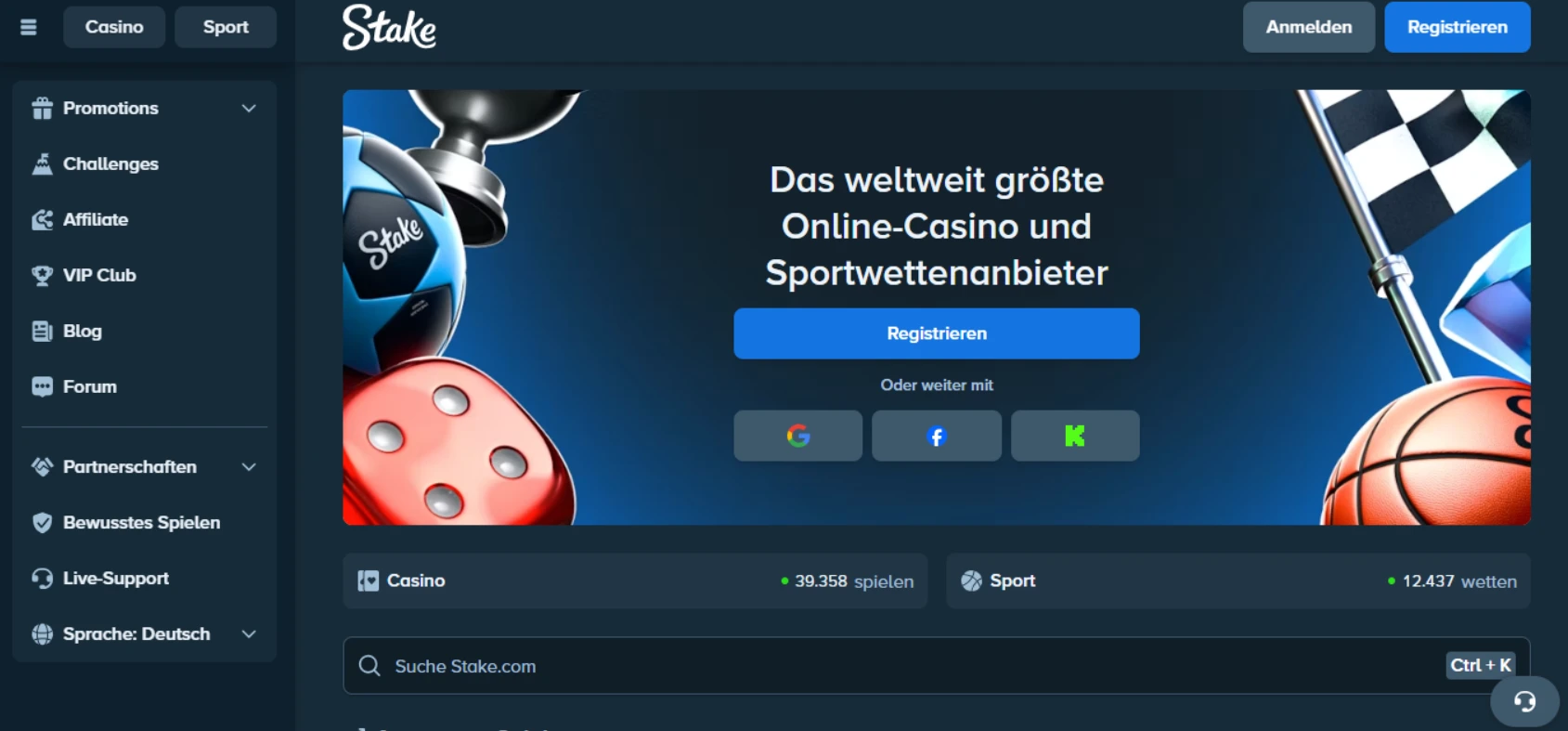 Stake Casino Screen